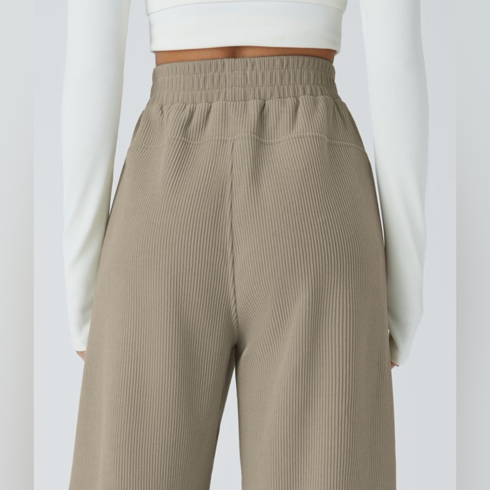 NEW Halara High Waist Straight Mop Corduroy Casual Pants Crockery Size Small - Picture 4 of 9